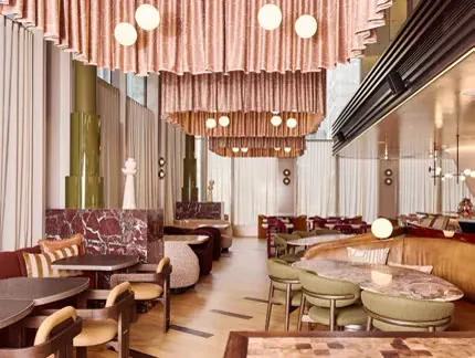 Coordinated furnishing materials for hotels and commercial interiors