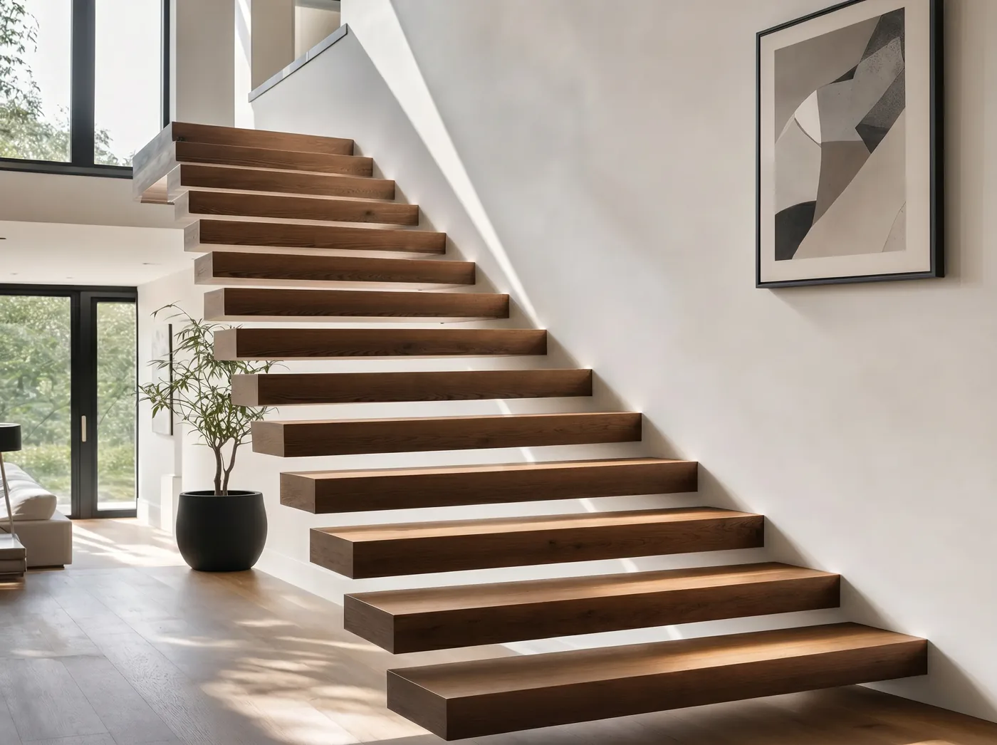 Suspended staircase for a premium interior project