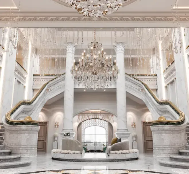 Marble surface and staircase finish for a premium project