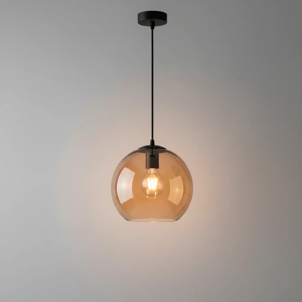 Amber glass chandelier for a high-end interior