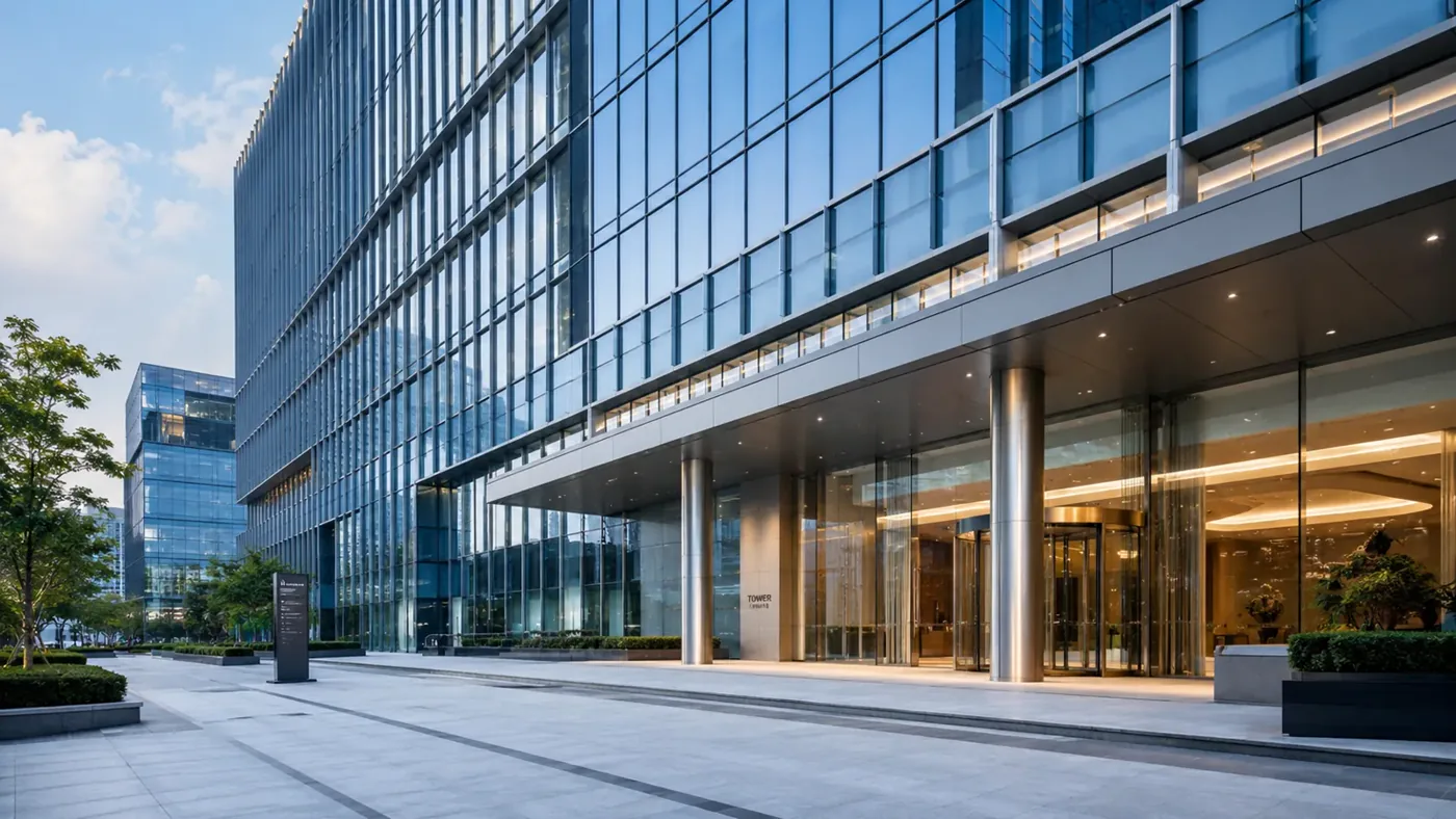 Decorative architectural metalwork in a premium office interior