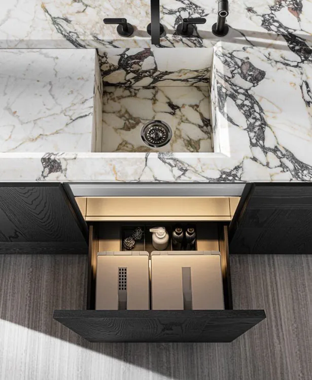 Kitchen appliance provisions coordinated with cabinetry