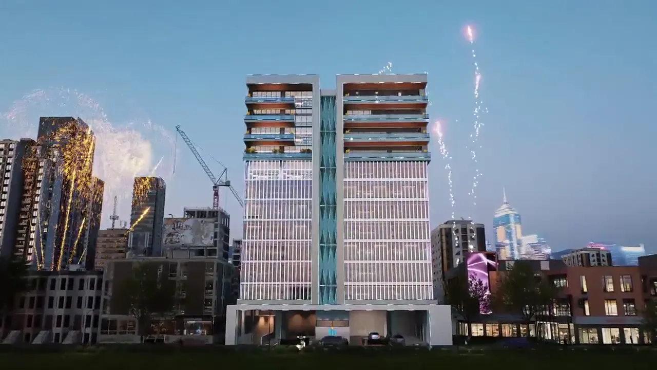 Large modern office and commercial tower visualization for an international development project